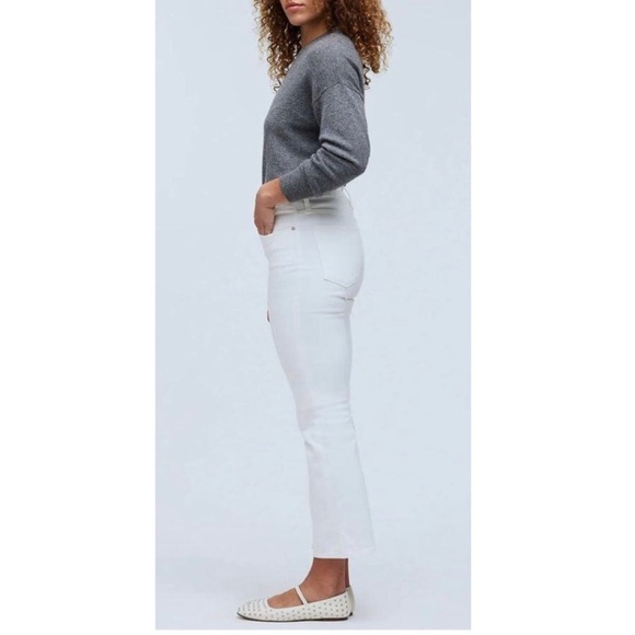 Madewell Mid-Rise Kick Out Crop Jeans in Pure White Style NI961 Size 25 - Picture 5 of 16